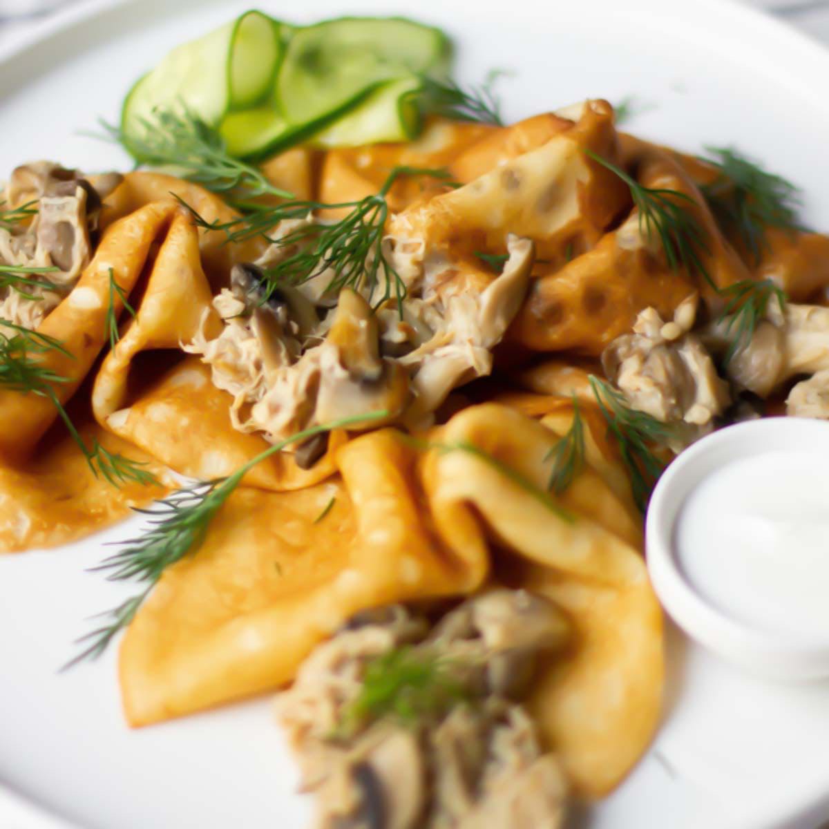 Блины с рваным мясом