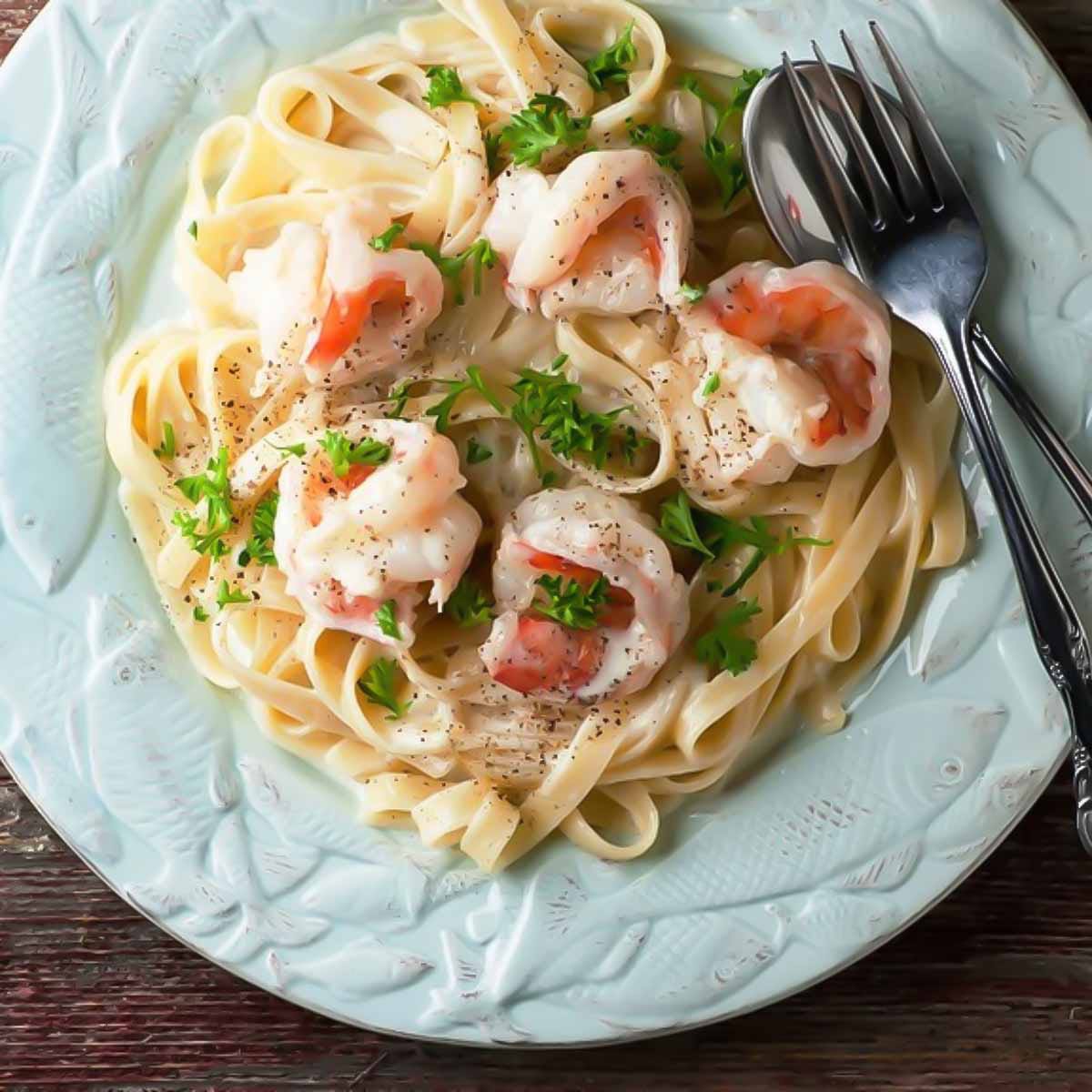Фетучини с креветками