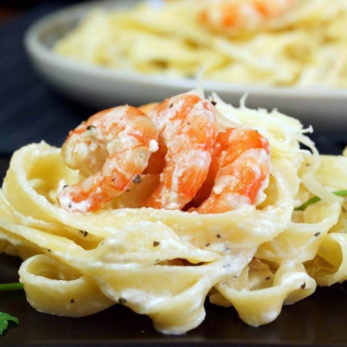 Фетучини с креветками