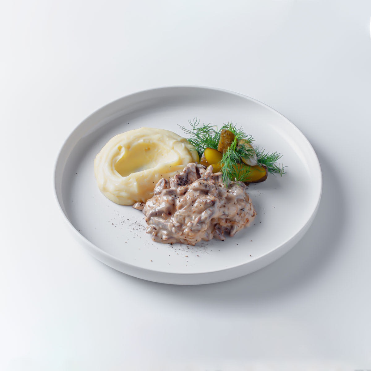 Бефстроганов с картофельным пюре